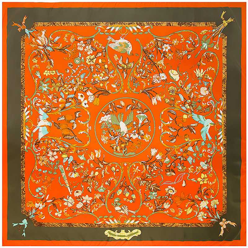 

Twill Silk Women Scarf 130*130 cm Euro Flower Print Square Scarves Gift Fashion Shawls Echarpes Foulards Femme Wrap Bandanas