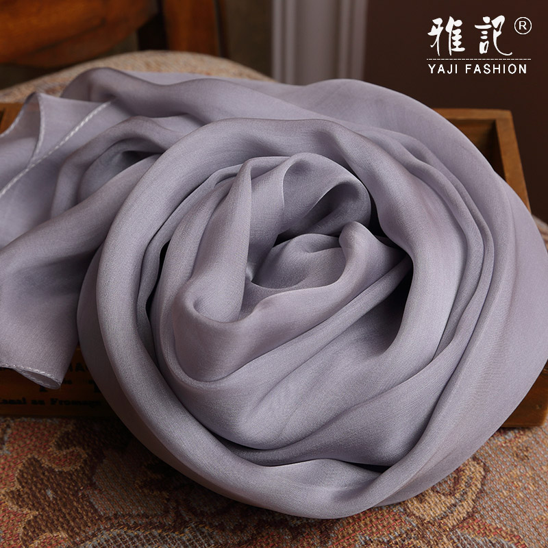 

Real 100% silk scarf women gray Large size soft elegant autumn spring summer long silk scarf lady solid color
