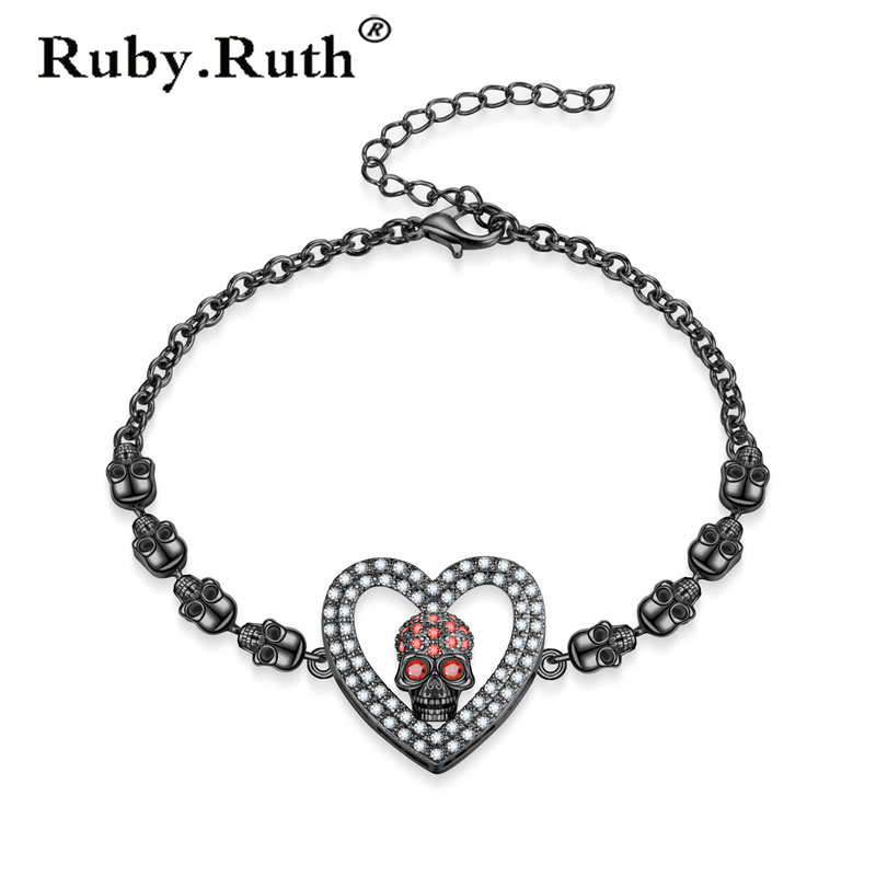 

Heart Skull Bracelet Zircon Crystals Bracelets WeddingJewelry Gift Dropshipping