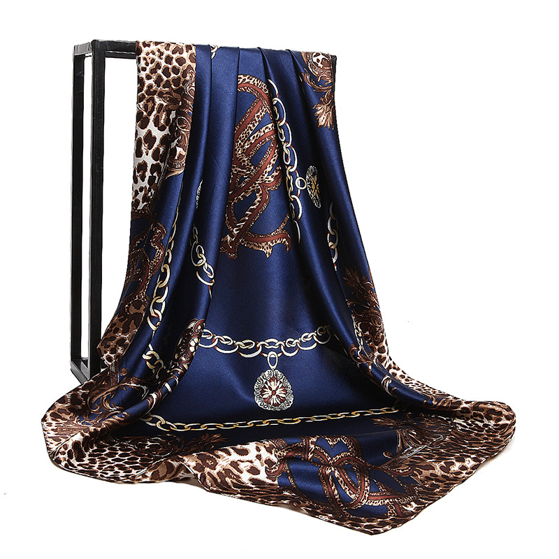 

Winter designer large square scarf for women Leopard print silk foulard female neck scarves shawls and wraps poncho
