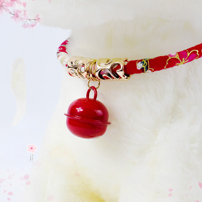 

4colors Adjustable Size Pet Accessories for Cat Collar with Bell Japanese Cat Collar Beautiful Cute Kitten Decoration
