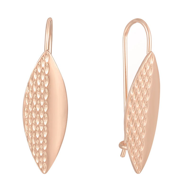 

FJ 5 Style Women New Huggie Snap Earrings 585 Rose Gold Color Without Stone Drop Earrings