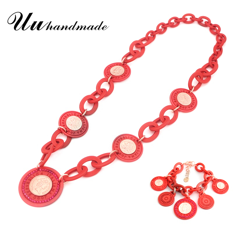 

Fashion necklaces & pendants Jewelry Sets Acrylic Round Necklace Bracelet for Women african beads jewelry set jewellery, As pic