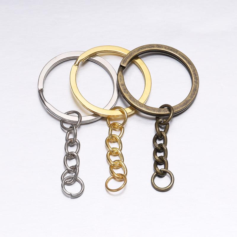 

10 pcs/lot Key Ring Key Chain Gold Rhodium Antique Bronze 60mm Long Round Split Keychain Keyrings Jewelry Making Bulk Wholesale