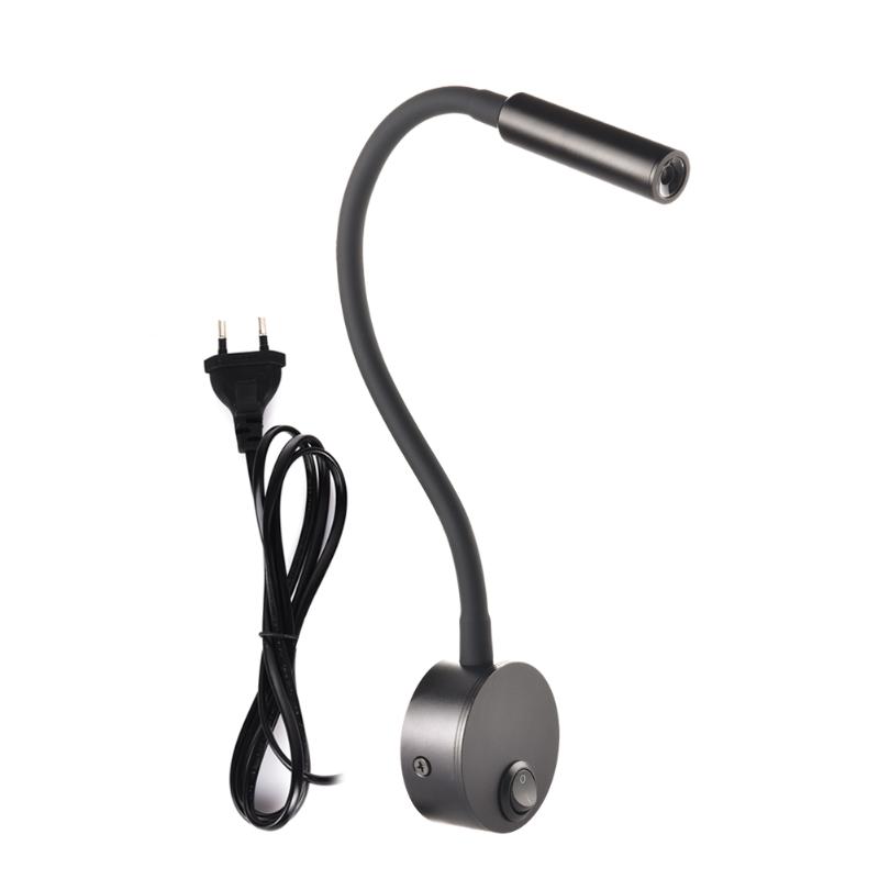 

New Plug Wired Flexible 3 Watts 3W Gooseneck Led Wall Light Sconce Lamp Lighting for Bedroom Reading Bathroom Long Arm