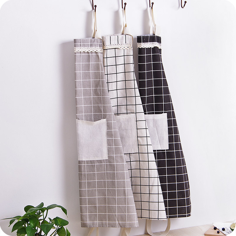 

Aprons Adjustable Cotton Linen Strap Bib Pockets High-grade Kitchen Apron Men Women Chef Waiters Cooking Barbecue BBQ