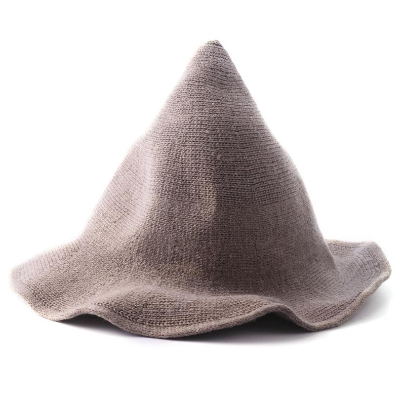 

High Quality Halloween Gift Modern Witch Made From Sheep Wool Female Fashion Witch Pointed Basin Bucket Hat Accessories