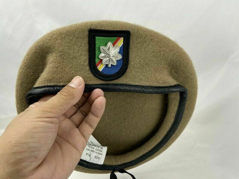 

Us Army Ranger Regiment Beret Khaki & Lieutenant Colonel Insignia Hat Store, As pic