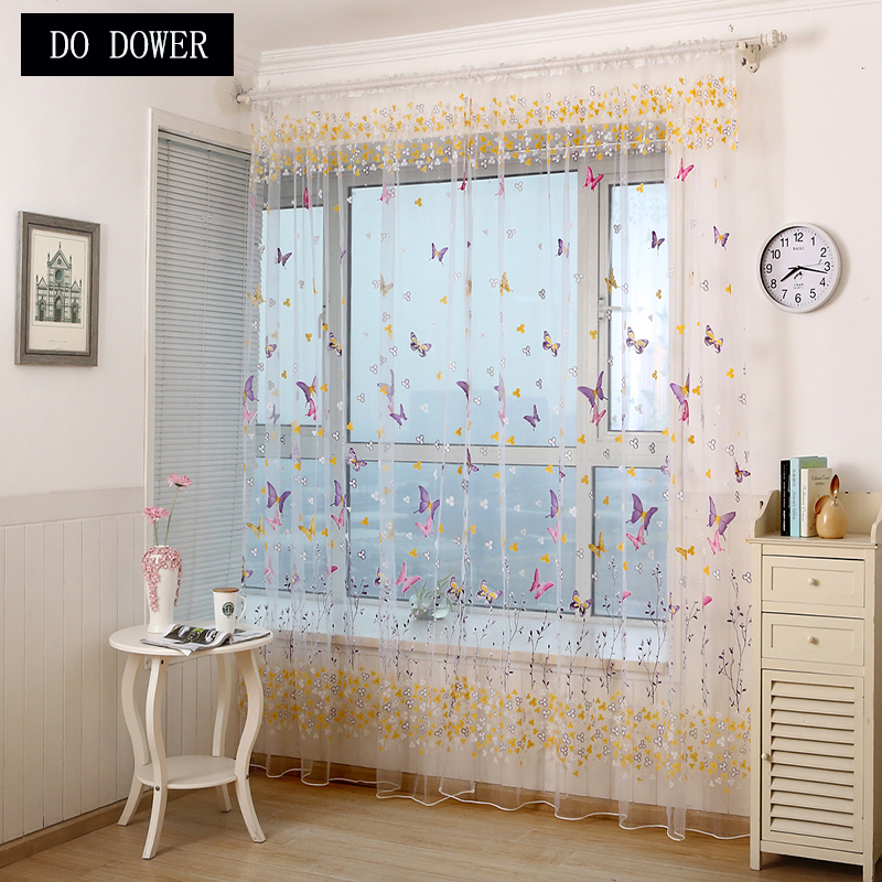 

Screening Sheer Tulle Voile Beautiful Butterfly Curtains Decorative Window for Living Room Bedroom Balcony treatment blinds, Green