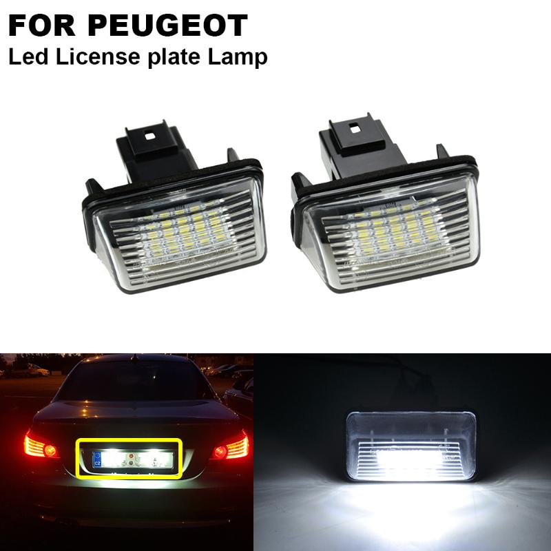

2PCS 12V LED Number License Plate Light Lamp For 206 207 306 307 406 407 For C3 C4 C5 Car License Plate Light, As pic