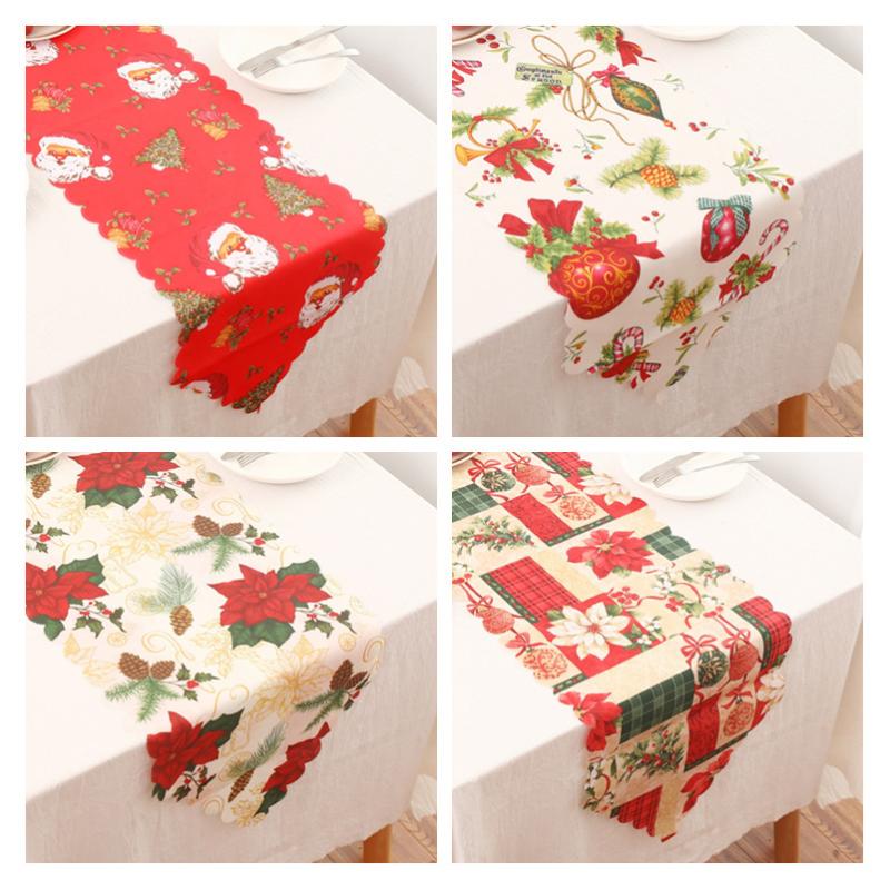 

2021 New Year Decor 180*35cm Christmas Table Runner Ornaments Christmas Decorations for Home Noel Natal Table Flags Navidad 2020