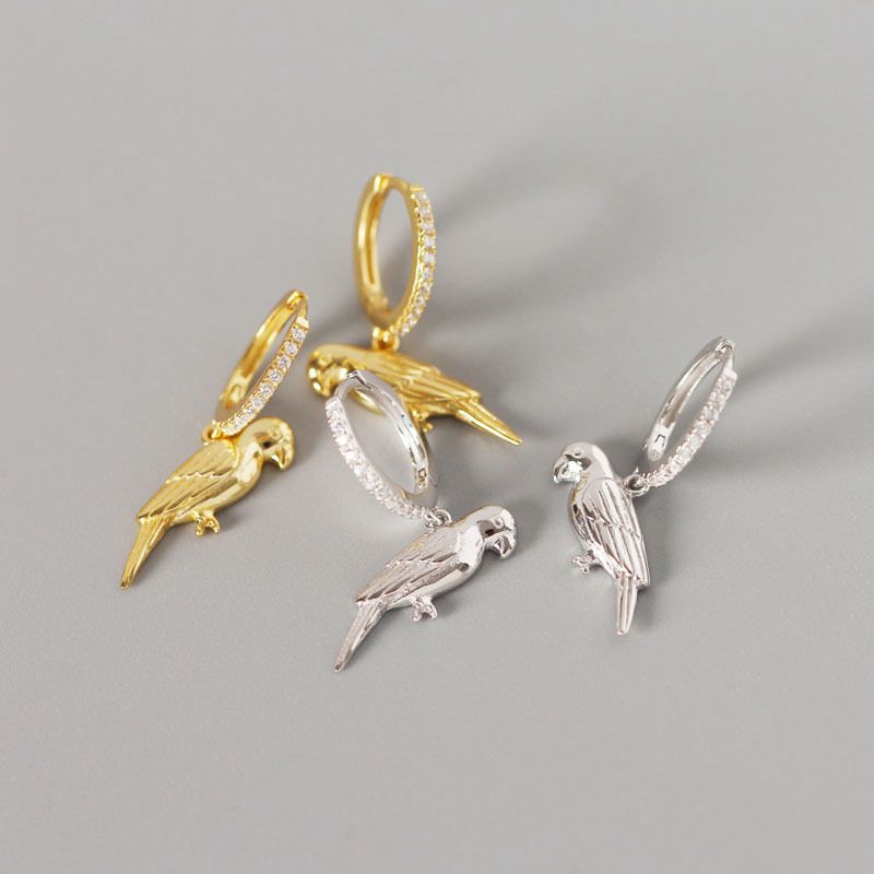 

Silvology 925 Sterling Silver Parrot Hoop Earrings Micro Zircon Animal Creative ELegant Cute Earrings For Women 2020 New Jewelry