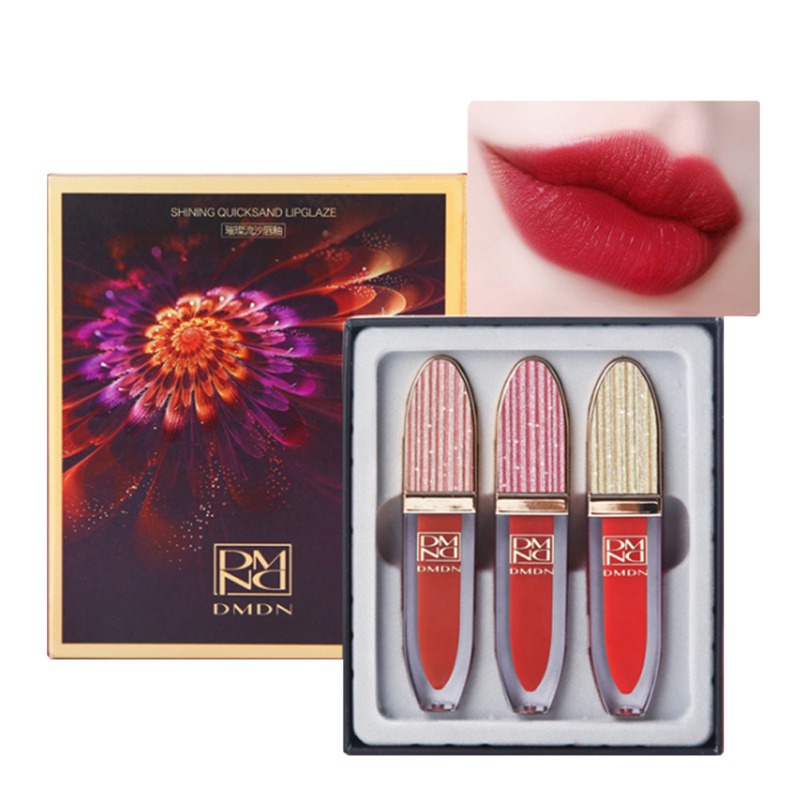 

3pcs Moisturizing Lip Glaze Set Waterproof Long-lasting Lip Gloss Liquid Lipstick Kit, Red