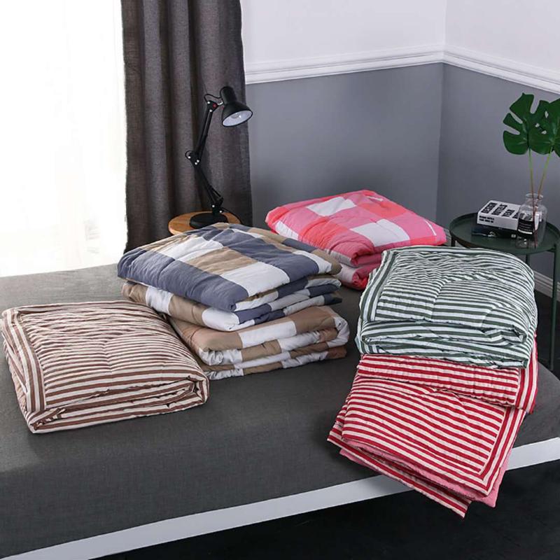 

Niobomo Grid/Stripe Print Summer Quilt Blanket Comforter Bed Cover Quilting Home Textiles Suitable for Children adult free