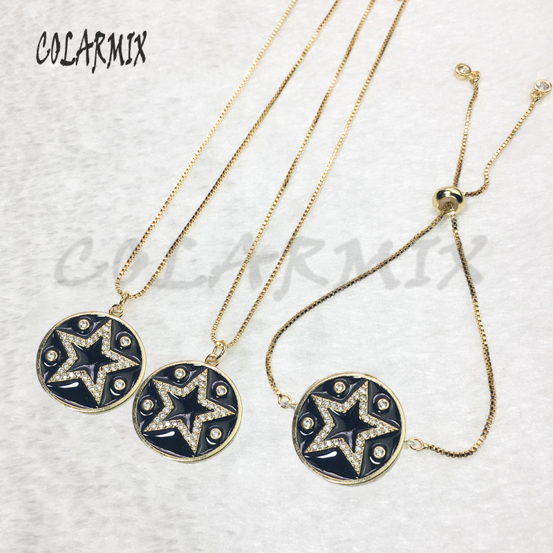

Black star jewelry necklace round pendants necklace star bracele accessories jewels sets eye jewels for women 5638
