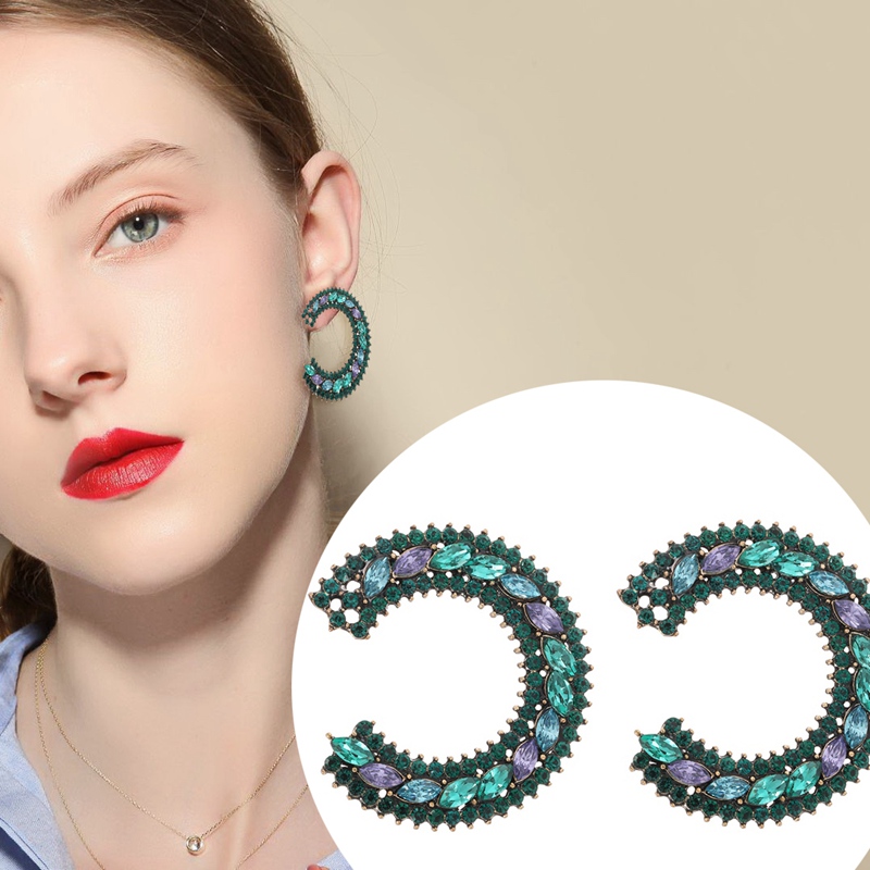 

Match-Right Retro Crystal Hoop Earrings Korean Vintage Rhinestone Circle Earring For Women Party Round Trendy Brinco SP1007