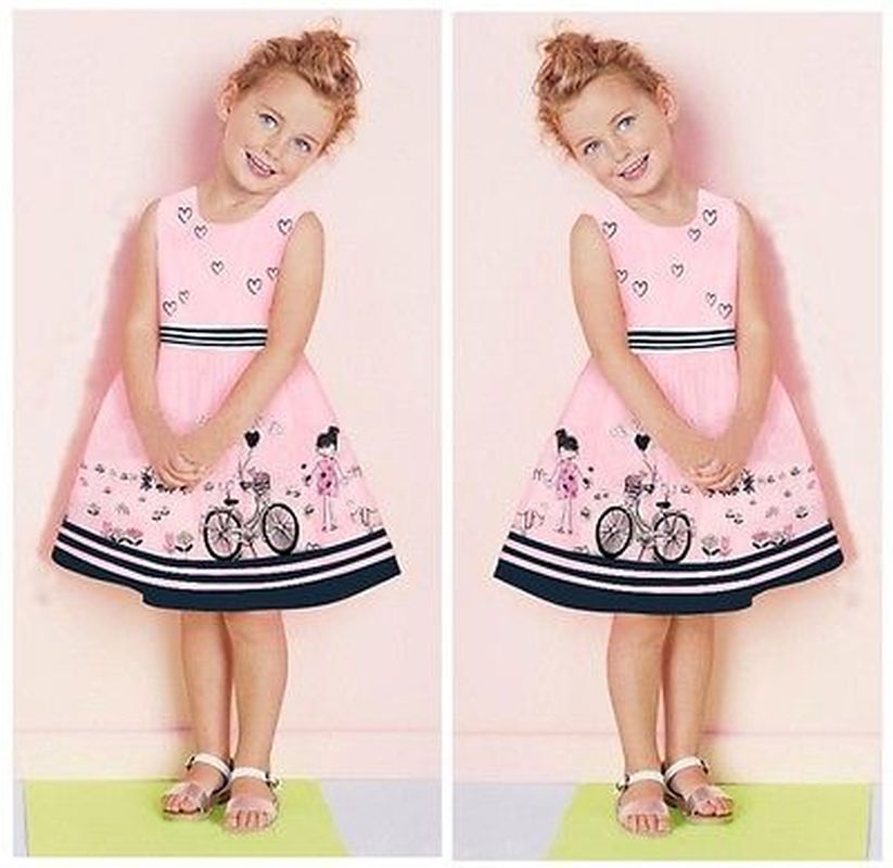 

2015 New Kids Baby Girls Summer Beauty Anime Dress Cartoon Love Dress 2-7Y, Pink