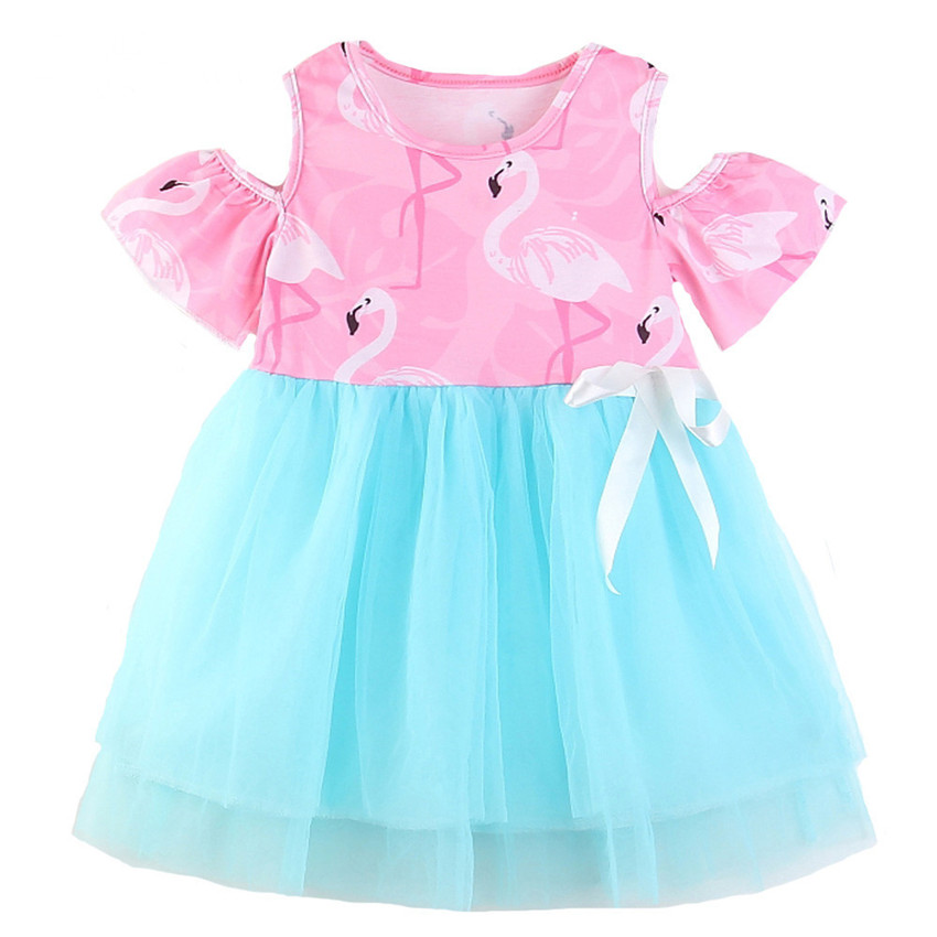 

Fashion Summer Baby Girls Dresses Girls Cartoon Print Animal Princess Mesh Dress Party Birthday Kids Clothes Baby Vestido Dress, Pink