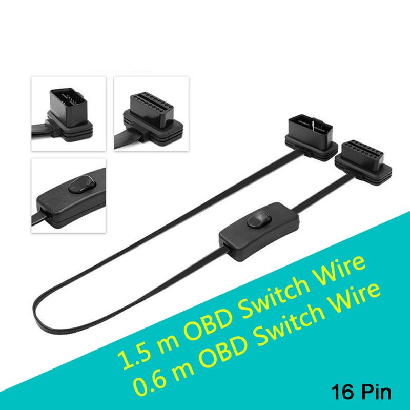 

16 Pin Flat Extension Cable OBD Line wire Female To Male Cable OBDII Noodle Auto Car Diagnostic Connector Wire With Switch