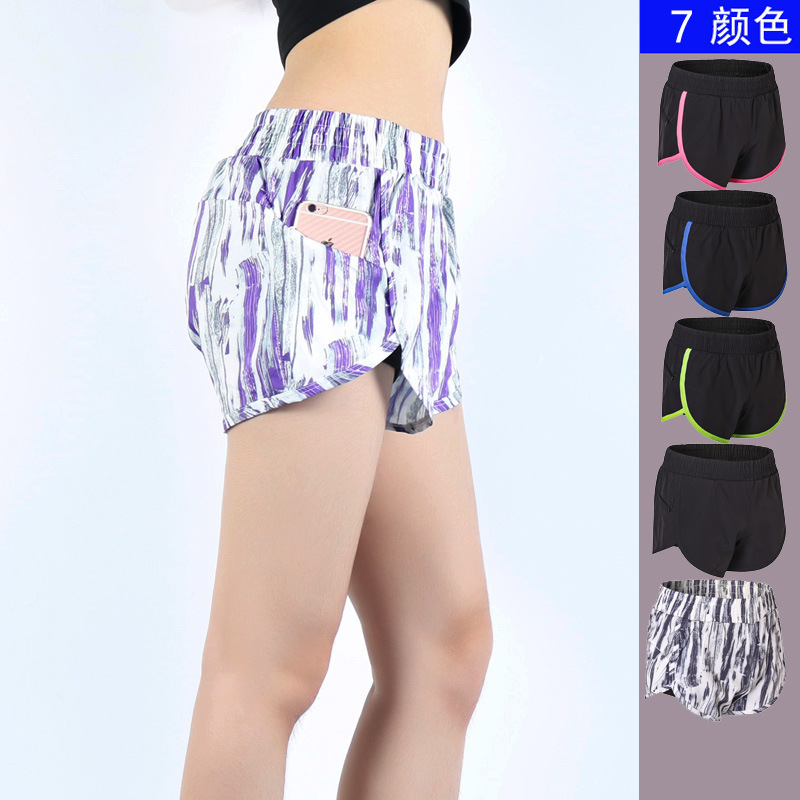 

Women Sport Fitness Yoga Shorts 2 In 1 Women Athletic Shorts Cool Ladies Sport Running Short Fitness Clothes Jogging, Black