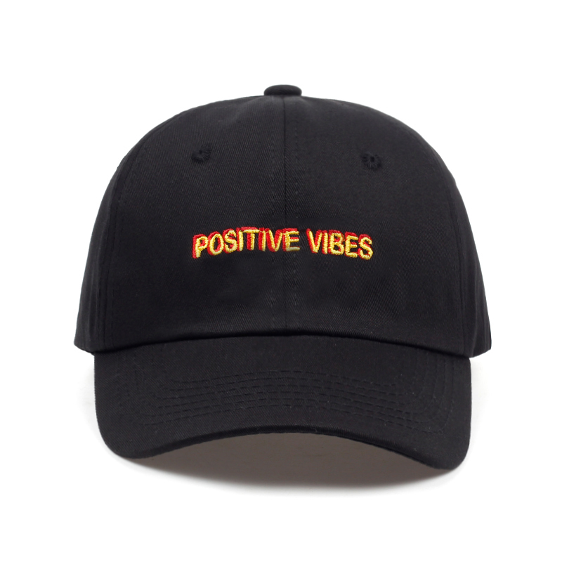 

2020 new Positive Vibes Cotton Embroidery Baseball cap men women Summer fashion Dad hat Hip-hop caps wholesale, Black