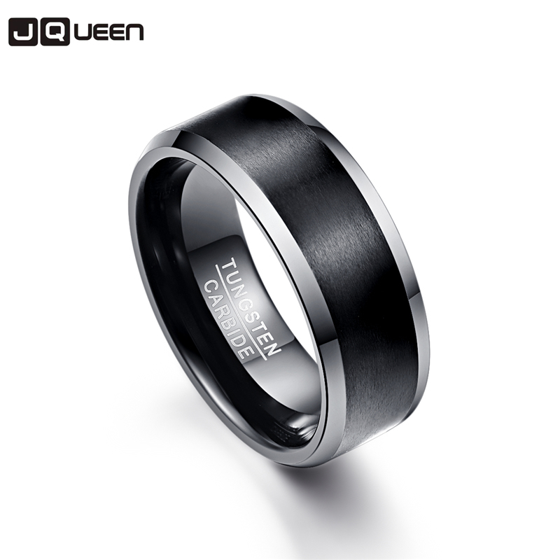 

New 100% Tungsten Carbide Ring Anillos Para Hombres 8mm Men Ring Black Wedding Bands Gift Promise Pierscienie Comfort Fit
