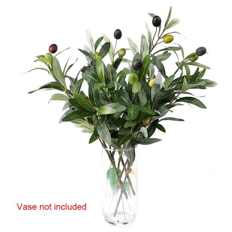 

5pcs Office Fake Leaf Bouquet Party Living Room Greenery Wedding Artificial Plant Fruits Craft Foliage Home Decor Olive Branches, Milky white