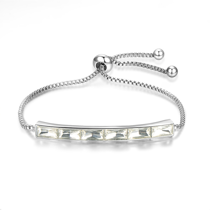 

New Adjustable Women Bracelet Crystal Box Chain Link Bead Bracelets Wristband Charm Trendy Jewelry For Sister Gift