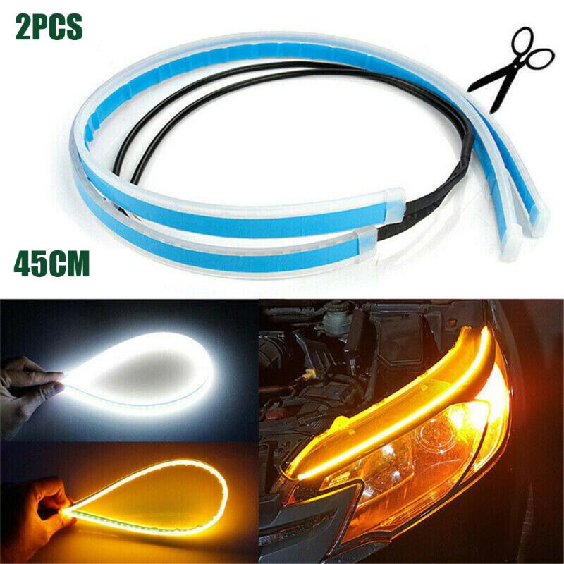 

2PCS 30/45/60CM DRL LED Turn Signal Lamp Strip Light Daytime Running Sequential Turn Signal Lamp J#22, As pic