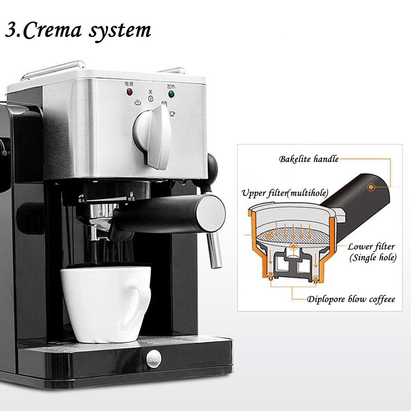 

CUKYI 850W High Quality Italy Espresso Coffee Maker 15Bar High Pressure Stainless Steel Material Semi-automatic Coffee Machine