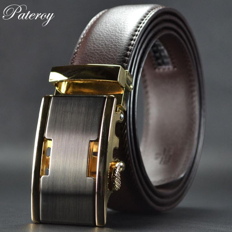 

Belts Paterory 2021 Men's Leather Belt For Men Luxury High Quality Designer Mens Automatic Buckle Brown Cintos Ceiture