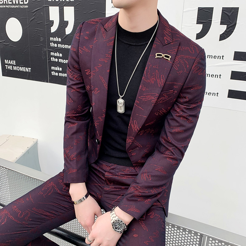 

2020 el Custom Fashion night club suit male Korean version of the handsome daily clothes men's suit hairdresser wedding gown, Blue