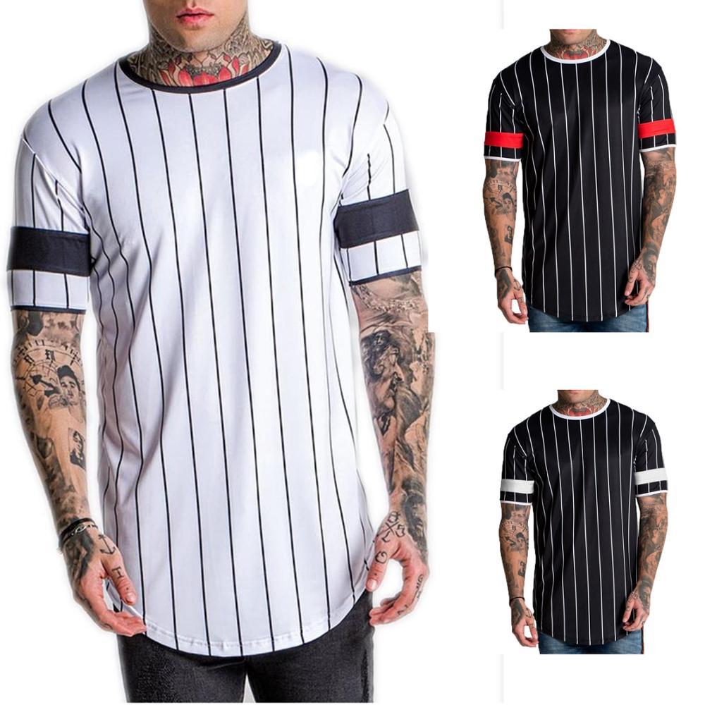

2020 Fashion Men's 3D Short sleeve T Shirt Extended Round Sweep T-Shirt Curved Hem Long line Tops Hip Hop Urban Streetwear, Dm004-blackw