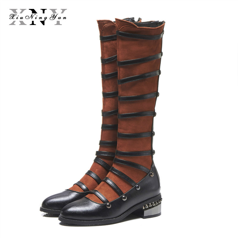 

XIUNINGYAN Brand Long Boots Women Fashion Soft PU Leather Women's Knee High Boots 2020 Winter Black Shoes Women Plus Size 32-48
