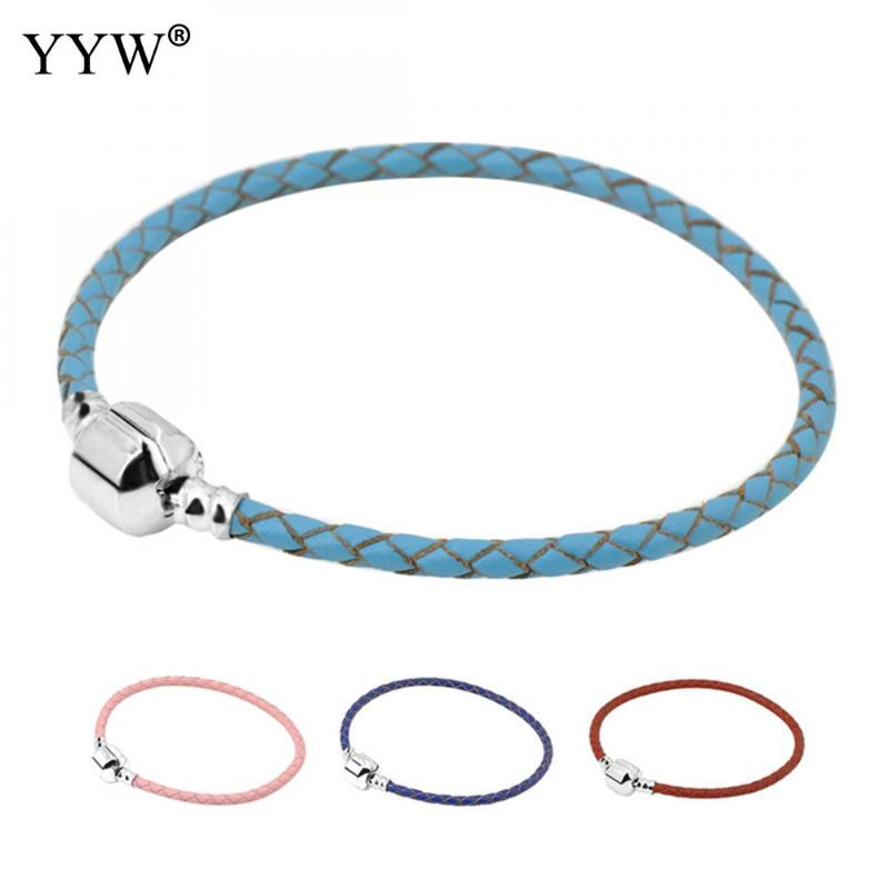 

YYW Length 17/19/20/21CM Colorful Braided Leather Cord European Bracelet Woman Man Simple Wrap Bangles Wristband Bracelets