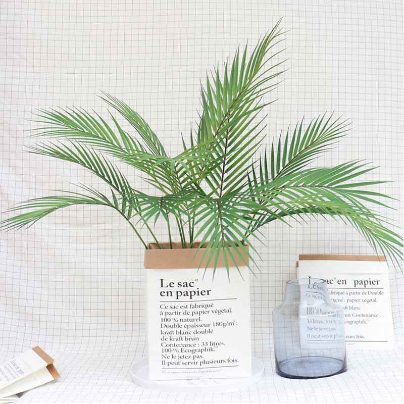 

1pc Nordic Simulation Plant Palm Tree Green Plant Phoenix Tail Bamboo Leaf Garden Home Wedding Party Table Artificial Decoration, 5 fork