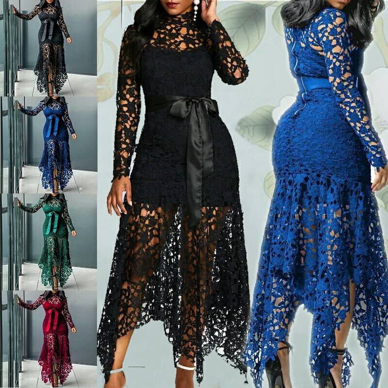 

2020 Slim Sexy Dress Women Spaghetti Straps Lace Mesh Perspective Party Fishtail Patchwork Midi Bodycon Plus Size Vestidos, Osm-aj4076 burgundy