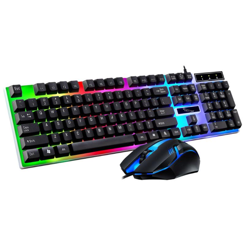 

Wired Gaming Keyboard and Mouse Set Colorful LED Backlit USB Gaming Keyboard Mouse for Laptop PC Gamers PUO88