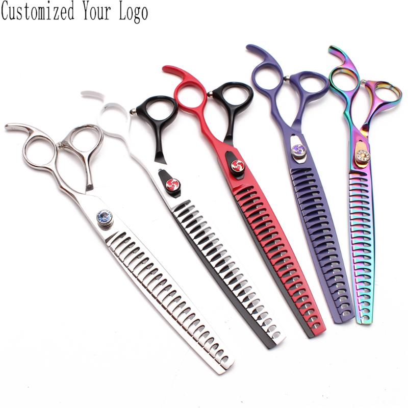 

7" 8" JP 440C Customized Brand Pet Shears Dogs Grooming Scissors 18/23 Teeth Fish Bone Tooth Animal Scissors Dropshipping C4004