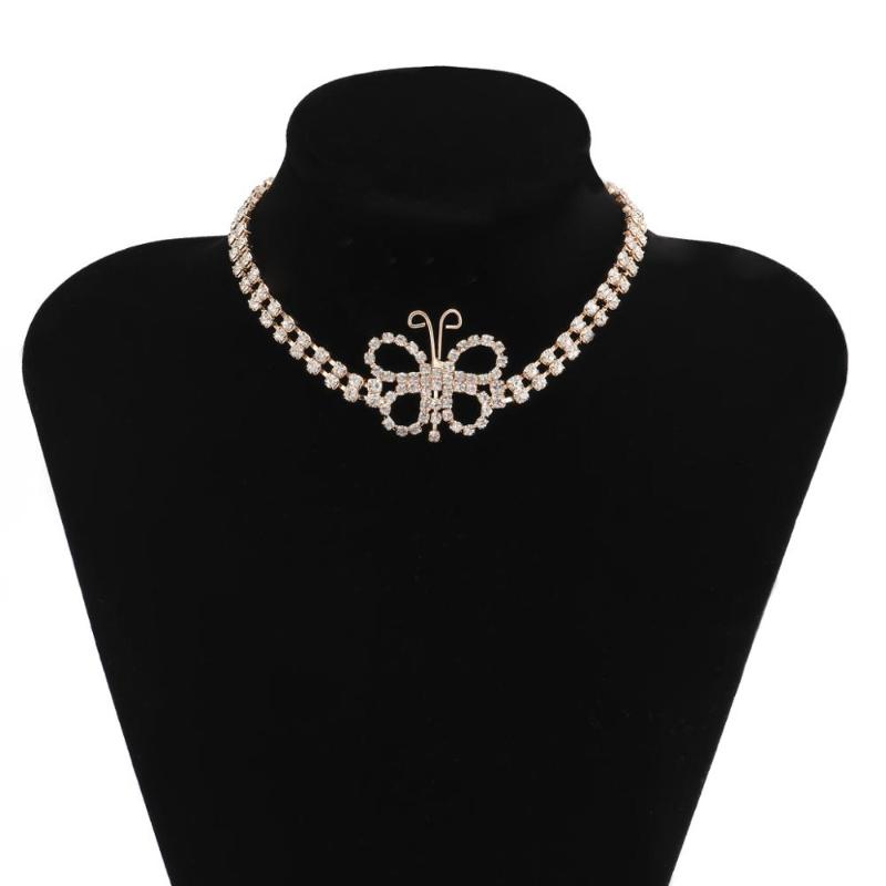 

Butterfly Crystal Choker Necklaces for Women Rhinestone Chain Necklaces Weddings Jewelry Party Gifts