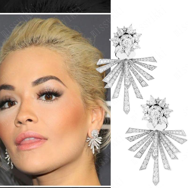 

missvikki Luxury Exquisite Earrings Shiny Full Clear CZ Fashion Noble Ladies Party Show Charm Earrings for Bridal Women Wedding