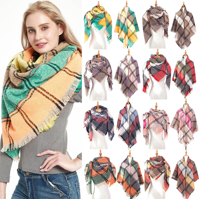 

Autumn and Winter New Style Extra-Large Thick Plaid Scarf Shawl Women's Scarf Luxury Designer Head Headwraps for Women