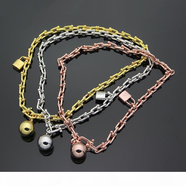 

2020 wholesale titanium bracelet t ball lock u shaped letter bracelet with silver rose gold bracelet luxury designer jewelry chain bangle, Black