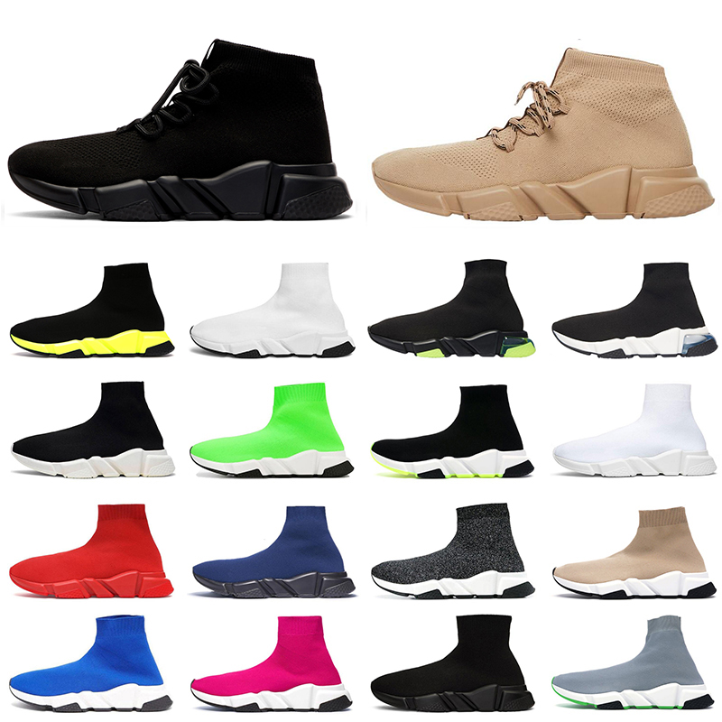 

cheap Speed Trainer men women sock shoes fashion sneakers Triple black white Pink clearsole Yellow Fluo jogging walking casual sports shoe, 15