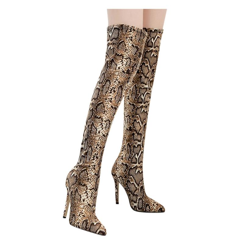 

new design Autumn Winter Women Over The Knee Serpent shoes Sexy Fashion Nightclub Pboots Boots High Heel Shoes, As pic
