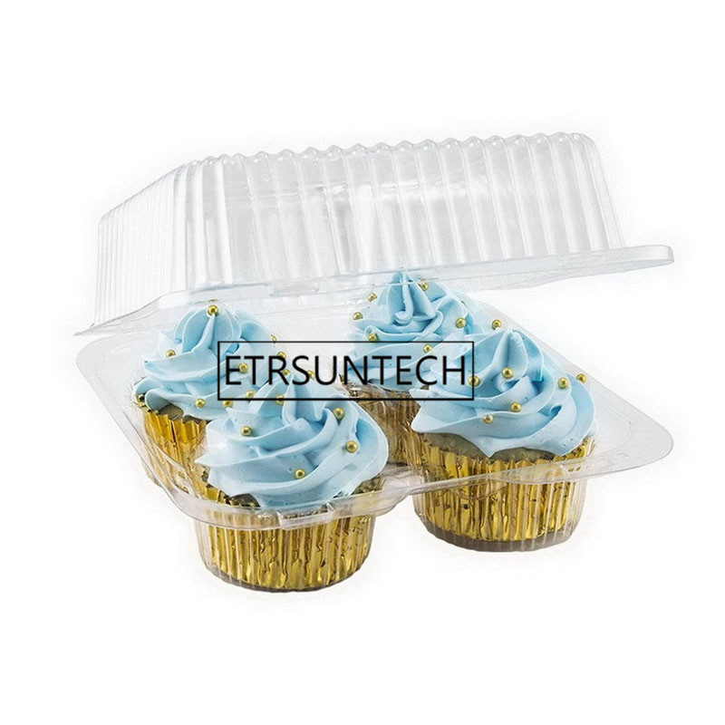

120pcs 4/6 Cavities Plastic Transparant Clear Cake Box Cupcake Boxes And Packaging Box Portable Party Bread Container