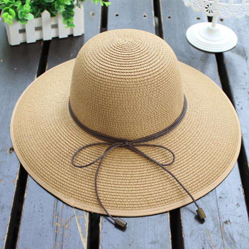 

Women Simple Foldable Wide Brim UV Protection Summer Sun Hat Sunshade Straw Fashion Bowknot Beach Cap Floppy Casual Outdoor, Pink