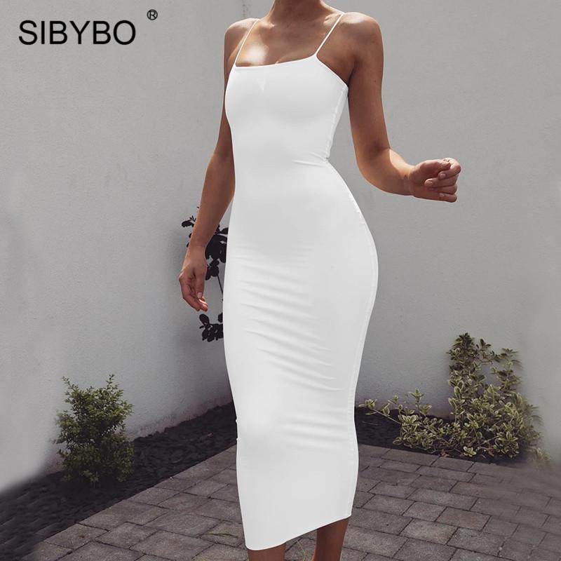 

Sibybo Spaghetti Strap Backless Sexy Long Dress Party Off Shoulder Strapless Summer Maxi Dress Black Spring Bodycon Dress Women, Yellow