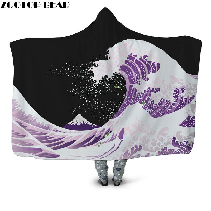 

Billow Wearable Thin Hooded Blanket for Kid Adult Plush Throw Blanket Bedspread Fashion Sherpa Drop Ship