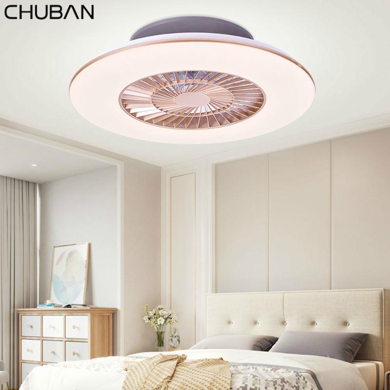 

Retro Led Ceiling Fan with Lights Remote Control Lamp Decor Invisible Simple Modern Fans Lamps Dimmable Ventilador Bedroom Fan